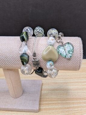 Green Heart Bead Wrap Bracelet